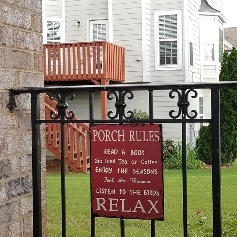 🍄 NWT RED METAL PORCH RULES - Picture 9 of 11
